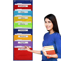 Rainbow File Organizer Hanging Bag with 8 Pockets and Label Window