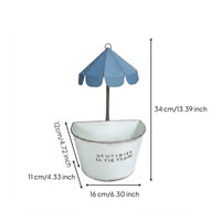 2 Pieces Umbrella Wall Planter Iron Art Metal Umbrella Planter Decorative
