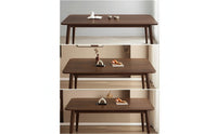 Walnut Brown Rubberwood Dining Table Modern Solid Wood Dining Table Thick Furniture Minimalist for Families