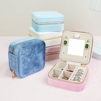 Portable Leather Jewelry Organizer with Handle for Travel