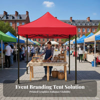 3x3 Folding Canopy Foldable Outdoor Advertising Tent Waterproof Quick-Setup up Canopy Tent for Street Vendors, Campers Markets, Company Outings
