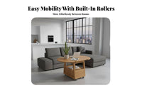 Movable with casters 2-Tier Round Rolling Table Minimalist Design Mobile Furniture Space-Saving Utility Cart Multi-Functional for Apartment Dwellers, Office Workers, Small Spaces, Living Room, Kitchen, Bedroom