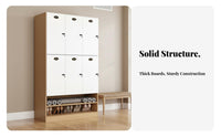Wooden Storage Locker Multi-tier Multiple-door Locker Large Capacity Particle Board Cabinet with Customizable Lock Options Suitable for Exercise Studio Spa Office Workplace