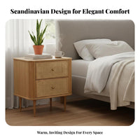 Nordic Design Woven Drawer Nightstand Rattanaesthetic Weave Bedside Table space-saving Size Bedroom Furniture Spacious surface for Apartment Dwellers, Homeowners, Renters, Living Room, Hallway, Entryway, Home Office
