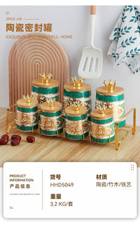 Ceramic Sealed Storage Jar Set for Grains and Tea, Food-Grade, Modern Minimalist, 3.1-4L, Round, Factory Direct