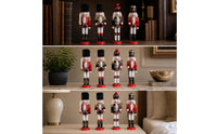 4 Pieces Traditional Wooden Nutcracker Tabletop Soldier Nutcracker Decorative Decoration Festive for Collectors, Mantel, Entryway