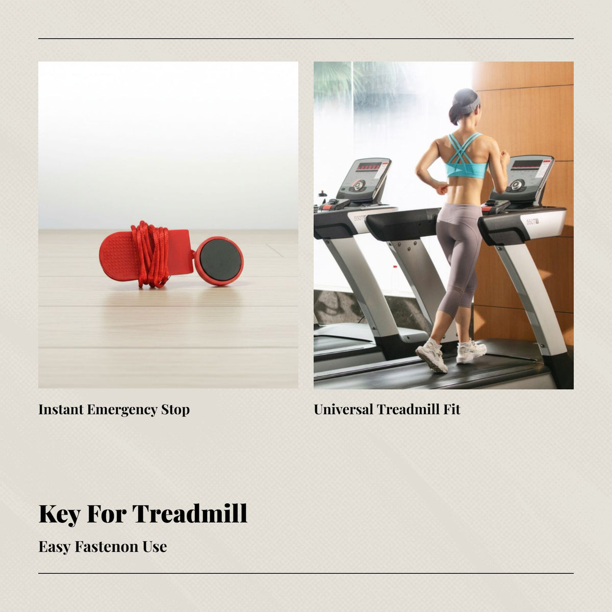 Treadmill Safety Lock, Universal Magnetic Key, Emergency Stop, Round Accessory