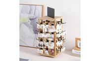 Black Metal Hooks Rotating Jewelry Display Rack Natural Wood Finish Wooden Jewelry Organizer unobstructedFrame Wooden Pegboard Display Tabletop