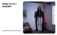 Seasonal Decor Eerie Hanging Doll Hooded Specter Doll Tattered Material Sound-Activated