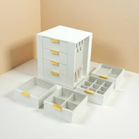 Rotating Jewelry Box Multiple-Drawer Jewelry Storage Box with Hooks Space-Saving Organizer for Girls, Bedroom