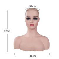 Mannequin Head with Shoulders Smooth Surface Realistic Female Mannequin Head Defined Neckline
