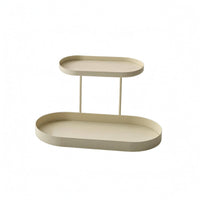 Two-Tier Storage Rack Iron Metal Tray Shelf Stand Leather-Like Lining Cosmetic Display Rack for Desktop
