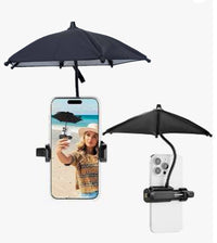Mini Clip-On Umbrella for Phone, 24cm, Metal Soft Handle, Sun Protection