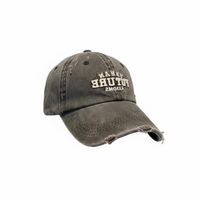 Vintage washed denim sport cap, adjustable fit for women.