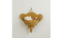 Woven Elephant Planter Iron Frame Elephant Head Wall Basket House Decoration for Nursery, Balcony