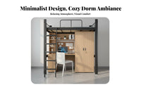 Dormitory Bunk Bed Bed Space Saving Metal Twin Bunk Bed Guardrails for Teenagers, Employees, Dorm Room, Apartment, Home Office