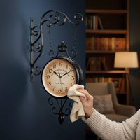 Bracket Clock Wroughtornate Iron Look Clock with Bracket Easy Reading for Hallway