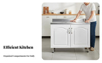 Easy to Assemble Kitchen Sink Base Cabinet Space-Saving Standalone Standing Kitchen Cabinet Multi-Purpose Double Door Sink Base Adjustable Shelf for DIY Enthusiasts, Homeowners, Students, Rental Apartment, Pantry, Basement, Workshop