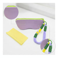 Zippered Silicone Eyeglass Pouch with Zipper Compact Eyeglass Storage Pouch with Cleaning Cloth Lightweight Glasses Case with Wrist Strap Flexible for Travelers