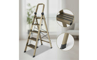 Foldable Ladder with Wide Steps Anti-Slip A-Shaped Ladder Sturdy Step Stool Space-Saving for Homeowners, Renters, Home, Kitchen, Closet