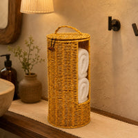 Basket with Front Opening Round Base Lidded Storage Basket Decorative