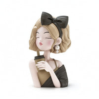 Girl Bust Figurine Lovely Resin Character Figurine Modern for Bookshelf, Teens