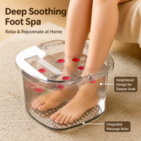 Small Foot Spa with Rollers, Pedicure Foot Bath with Handles & Lid, Soaking Tub for Home Massage & Circulation