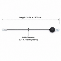 Black Cable Pulley System Home Gym, PU Coated Steel Replacement Cable, Heavy Duty Fitness Cable for Multi Gym, 300kg Load
