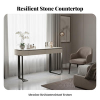 Modern Design Dressing Set with Lighted Mirror Minimalist Aesthetic Vanity Table Integrated Storage Drawer Makeup Desk Matching Stool Included for Women, Homeowners, Teens, Apartment