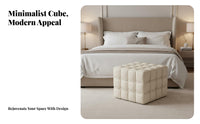 Cube Pouf Italian Design Ottoman Modern Luxury for Living Room, Entryway, Adults