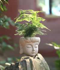 创意简约仿石花盆摆件禅意佛头佛祖园艺庭院景观绿植装饰盆栽花器