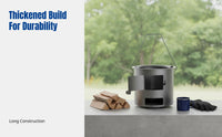 Outdoor Wood Burning Stove, Portable Cast Iron Charcoal Burner, Manual for Camping & Home