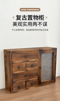 日式桌面储物柜带抽屉带门大容量化妆品办公文具收纳盒跨境货源