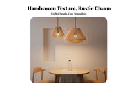 Woven Pendant Lampshade Handmade Woven Lamp Shade Rustic Design Paper Rope Ceiling Lamp for Cafe Owners, Dining Room, Restaurant, Kitchen Island