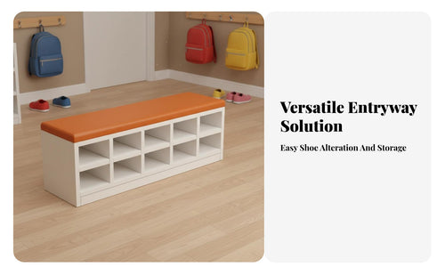 Comfortable Padding Padded Cubby Bench Multi-Functional Cushioned Cubby Rack Multifunctional Design children's Furniture Removable Cushion for Toddlers, Homeowners, Kindergarten, Daycare Kindergarten, Classroom, Entryway