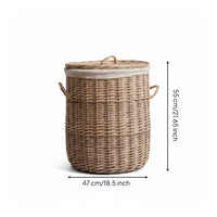 Woven Laundry Hamper Side Handles Wicker Hamper Basket Lidded Laundry Basket