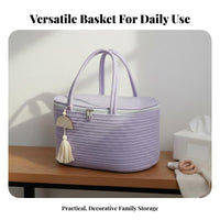 Diaper Tote Organizer Versatile Cotton Rope Diaper Tote Portable Nursery Storage Bin Versatile for Caregivers, Travel, Car