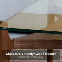 Square Wood Frame Glass Surface Table Minimalist Design Square Glassglass Surface Table Table Vintage & Design Easy Assembly