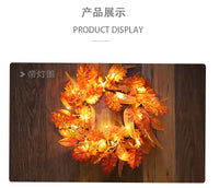 跨境万圣节秋季枫叶花环 塑料藤感恩节桉树叶挂件丰收节门饰花圈
