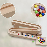 Wooden Ball Track with Blocks Interlocking Ball Route Building Toy Classic Marble Maze for Preschoolers, Young Children, Kindergarten, Playroom