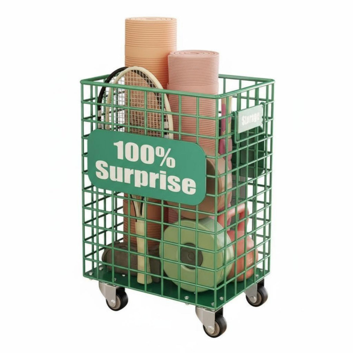Exercise Mat Storage Storage Bin 360° Wheels Exercise Mat Rolling Bin Polished