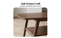 2-Tier Rectangular Coffee Table Minimalist Design Double-Deck Rectangular Table Rounded Corners Tapered Legs for Homeowners