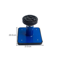 Non-slip pad stabilizes car lift.