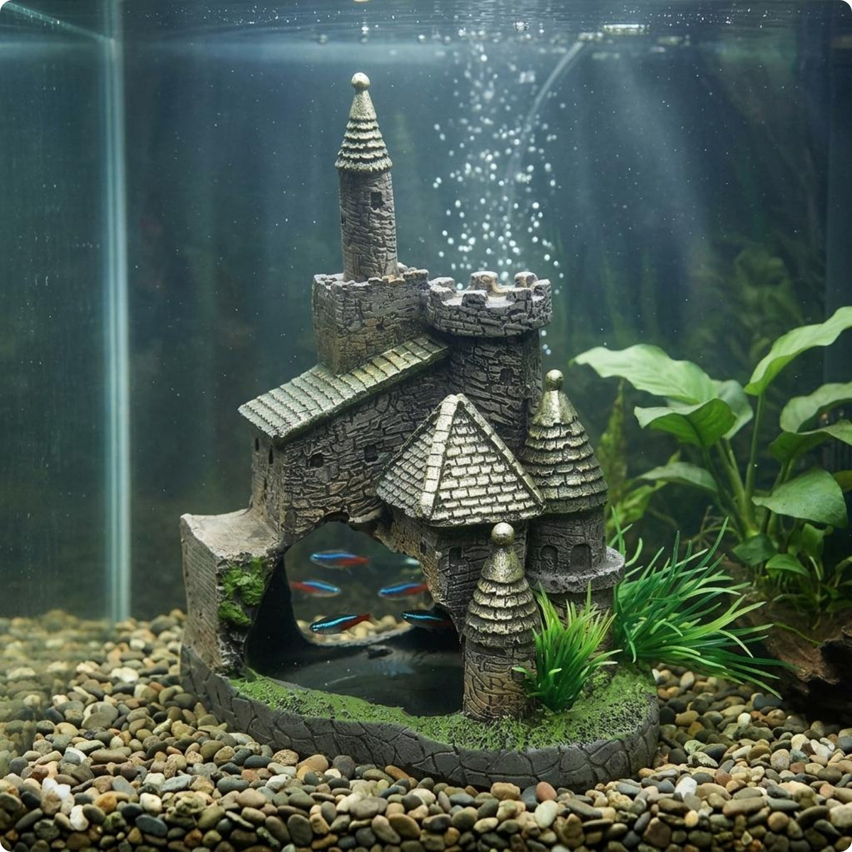 Aquatic Aquarium Castle Cave Textured Masonry Resin Castle Ornament Ornamental