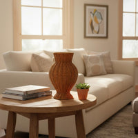 Rattan Vase Minimalist Wicker Flower Basket Artistic Weave for Tabletop