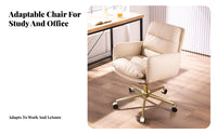 Modern Design Upholstered Rolling Task Chair 360-Degree Swivel Upholstered Rolling Armchair Cushioned Cushioning Office Furniture Height Adjustable for Students, Adults, Designers, Study Room, Bedroom
