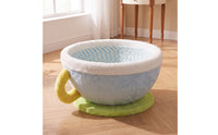Pet Bowl Bed Bowl-Shaped Cat Bed with Handle Cute Feline Resting Place for Living Room