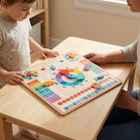 Multicolor Child-Centered Calendar Clock Board Movable Hands Wooden Calendar Clock Board Sliding Parts Educational for Preschoolers, Kids
