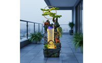 1 Piece Chinese Rockery Water Feature Indoor Fountain Mist Water Wheel Sculpture LED Lighting Tranquil Fog-generating Pump Suitable for Balcony Meditation Room Living Room Home Decoration