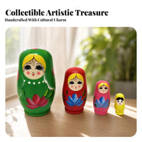 4 Pieces Illustrated Faces House Decoration Colorful Painted Nesting Dolls